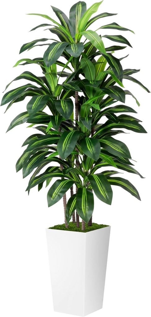 ASTIDY 5FT artificial dracaena plant with white planter for cozy neutral living room decor